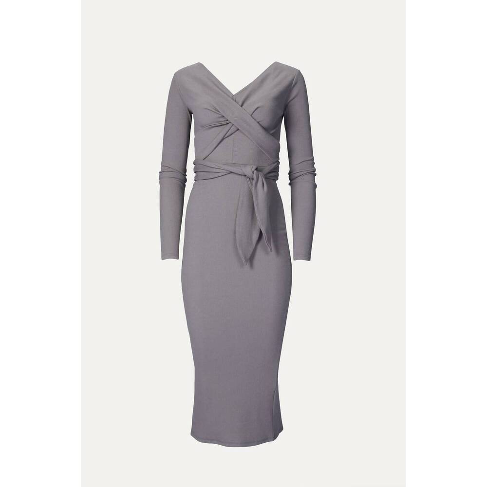 NEW THE LINE BY K saloma ii wrap dress in grey - Picture 2 of 6